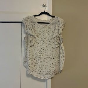 Loft Short Sleeve Ruffle Blouse XL